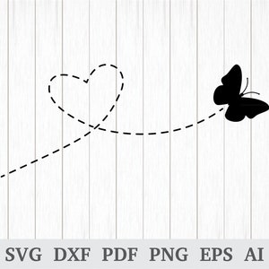 Vliegende vlinder SVG, Butterfly SVG, Butterfly vector, Beeline hart SVG, Butterfly clipart, cricut & silhouet, DXF, AI, PDF, PNG, EPS