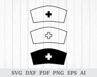 Sjuksköterska hatt SVG, sjuksköterska SVG, medicinsk sjuksköterska hatt svg, sjuksköterska liv svg, sjuksköterska svg klippfil, Cricut & silhuett, vinyl, dxf, ai, pdf, png, eps