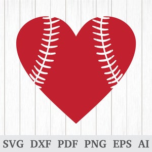 Baseball Stitches Heart SVG, Sports SVG, Baseball SVG, svg cutting file, quote svg, cricut & silhouette, vinyl, dxf, ai, pdf, png, eps