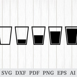 Glazen SVG, glas SVG, Tumbler SVG, glas half Full SVG, glazen clipart, Tumbler clipart, cricut & Silhouette, DXF, AI, PDF, PNG, EPS