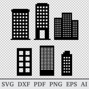 Buildings SVG, Building clipart , Building Vector, Skyscraper svg, Skyscraper vector, cricut & silhouette, vinyl, dxf, ai, pdf, png, eps image 2