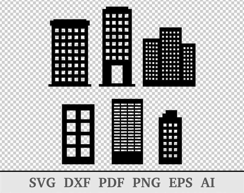 Buildings SVG, Building clipart , Building Vector, Skyscraper svg, Skyscraper vector, cricut & silhouette, vinyl, dxf, ai, pdf, png, eps image 2