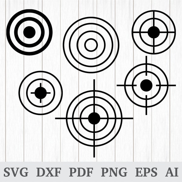 Target SVG, Bullseye SVG, Target png, Target Clipart, Archery Svg, Archery Target svg, cricut & silhouette, dxf, ai, pdf, png, eps