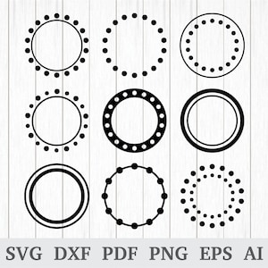 Cirkelmonogramram SVG, prickig monogramram SVG, svg-skärfiler, cirkel SVG, Cricut & silhuett, vinyl, dxf, ai, pdf, png, eps
