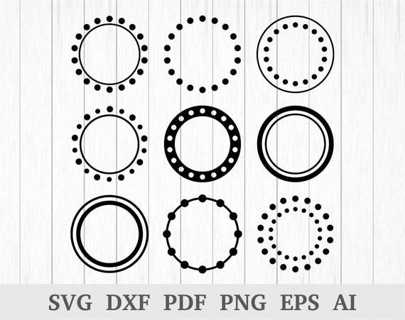 Download Circle Monogram Polka Dot Frame Svg