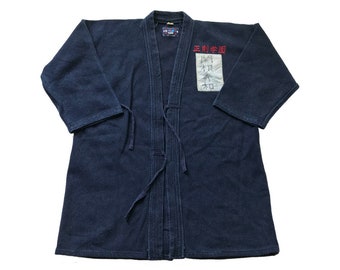 Vintage 70's Japanese Sashiko Boro Indigo Distressed Ken-Dougi (Fencing Training Uniform) Noragi Jacket (VNH-125)
