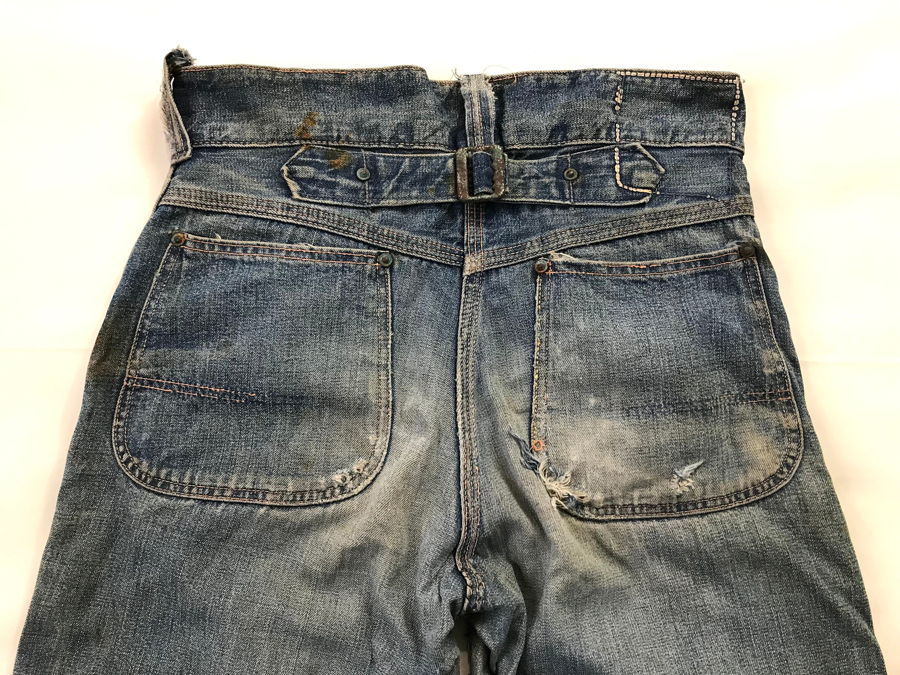 パンツ THE SHISHIKUIDaco / INDIGO PINK STITCH30 Vintage 30's Indigo Denim Boro Patchwork Sashiko Repaired