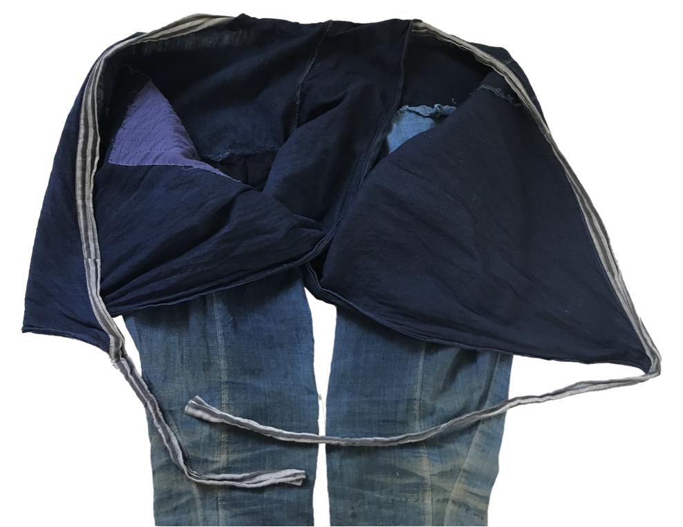Vintage 20's Japanese Boro Indigo Noragi Momohiki Matahiki
