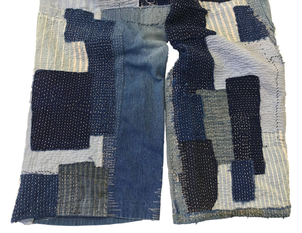 Vintage 40's Japanese Indigo Denim Boro Patchwork Sashiko Repaired