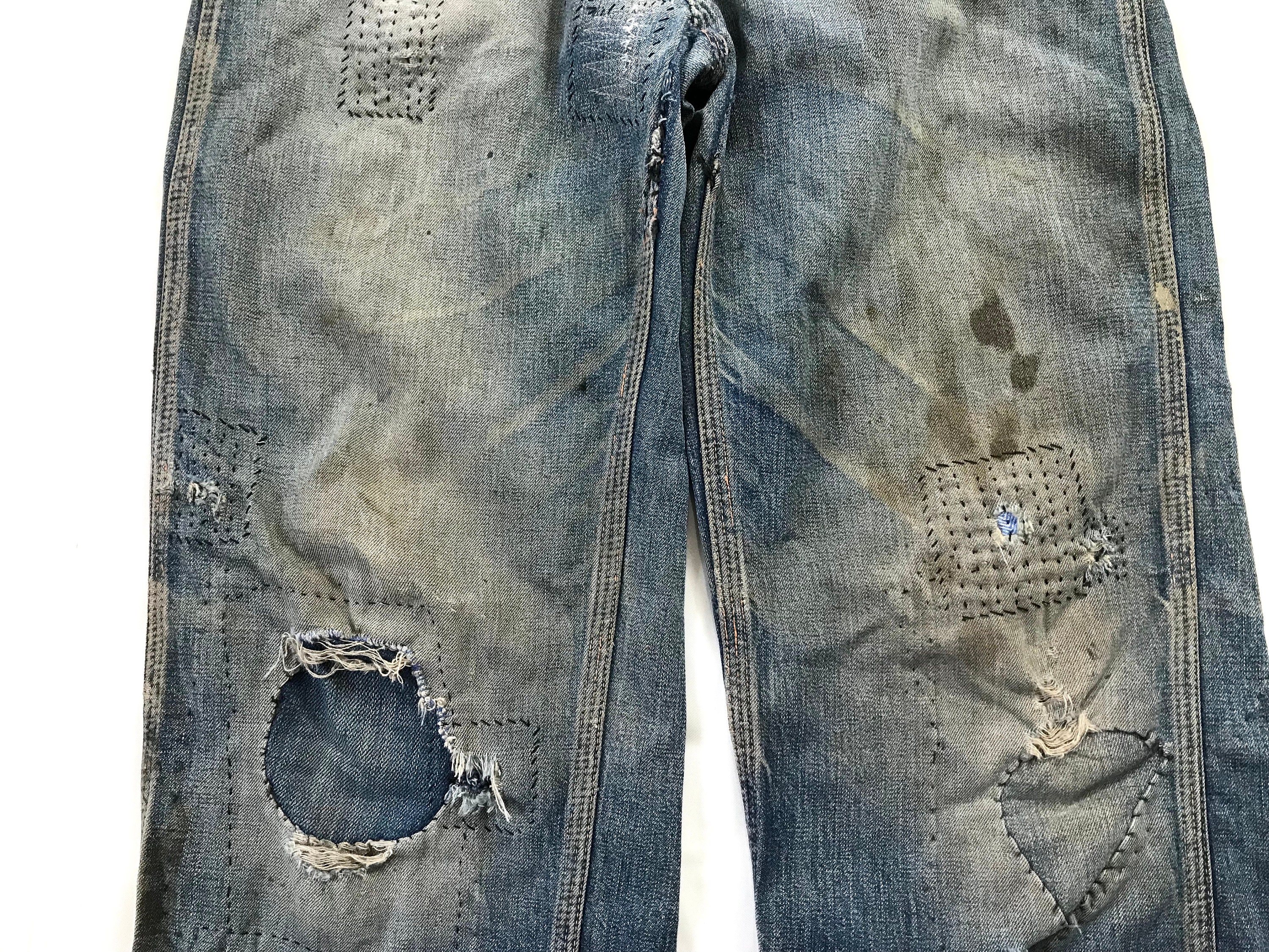 【KASHIKO】EMBROIED NONFADE DENIM PANTS MUSINSA | KASHIKO Embroidered Nonfade Denim Pants - Blue