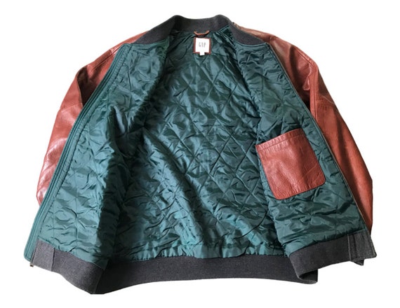 Vintage GAP Wool Leather Raglan Varsity Jacket (V… - image 3