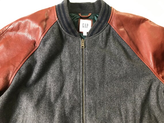 Vintage GAP Wool Leather Raglan Varsity Jacket (V… - image 4