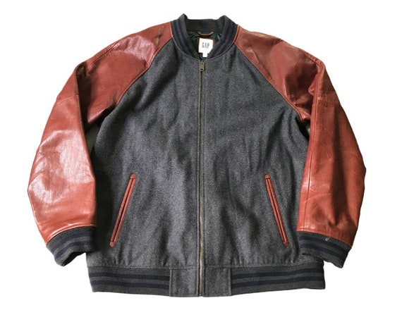 Vintage GAP Wool Leather Raglan Varsity Jacket (V… - image 1