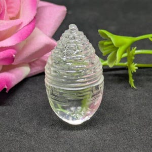 Clear Quartz Shiv Lingam Shree Yantra, Spiritual Meditation Tool for Abundance, Sacred Geometry Meru Vastu Object