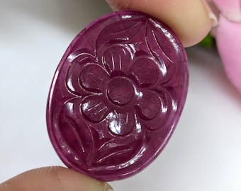 Natural Ruby Carved Gemstone, Faceted Ruby Flower Shape Carving Stone, Ruby Gemstone, Carved Gemstone
