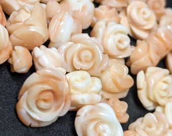 Natuurlijke koraal gesneden edelsteen, bloemvorm koraal edelsteen roze koraal snijsteen, koraal edelsteen, gesneden edelsteen