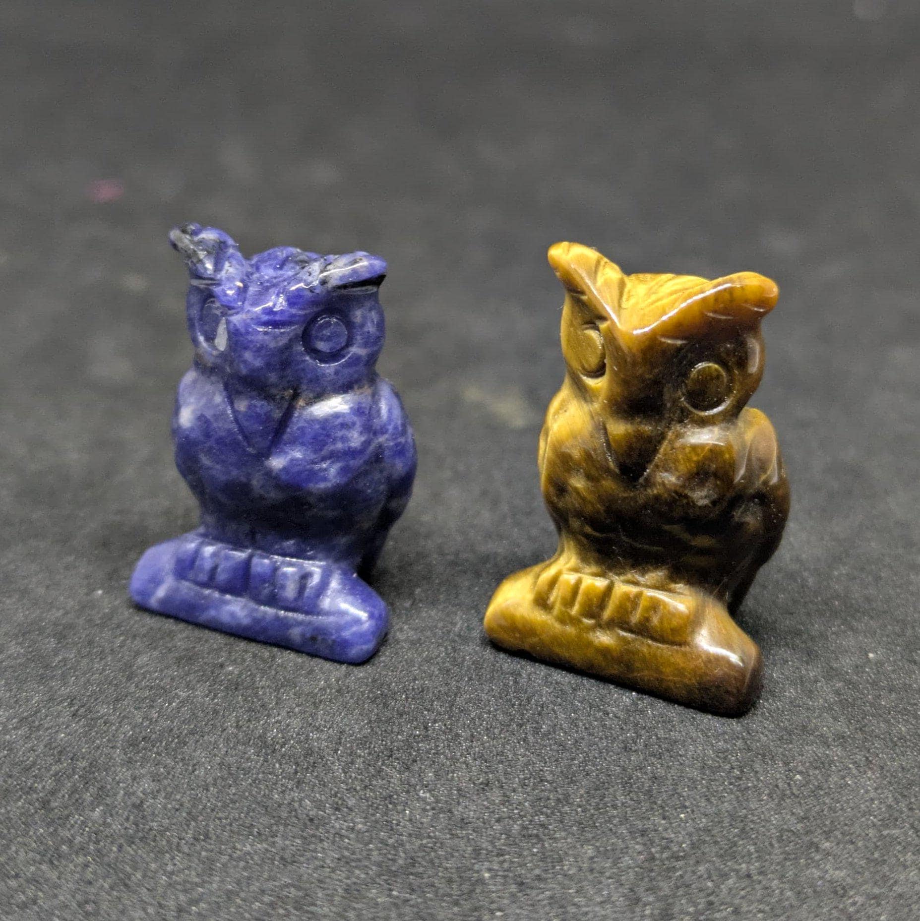 Crystal Owl Carved Decor Natural Tiger Eye Sodalite Gemstone Owls Small Figurine Energy Meditation S