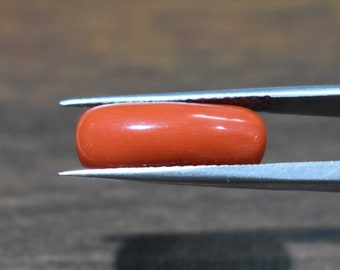 Röd korall cabochon, naturlig kapsel ädelsten (5,04 ct)