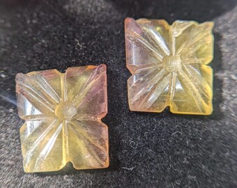 レインボーフローライト宝石ペア、彫刻フローライト石、フローライト宝石、フローライト彫刻宝石、卸売彫刻宝石ペア