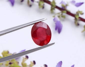 Robijnrode edelsteen, gecertificeerde robijnrode edelsteen, ovale vorm natuursteen sieraden maken, helende steen Cadeau voor haar