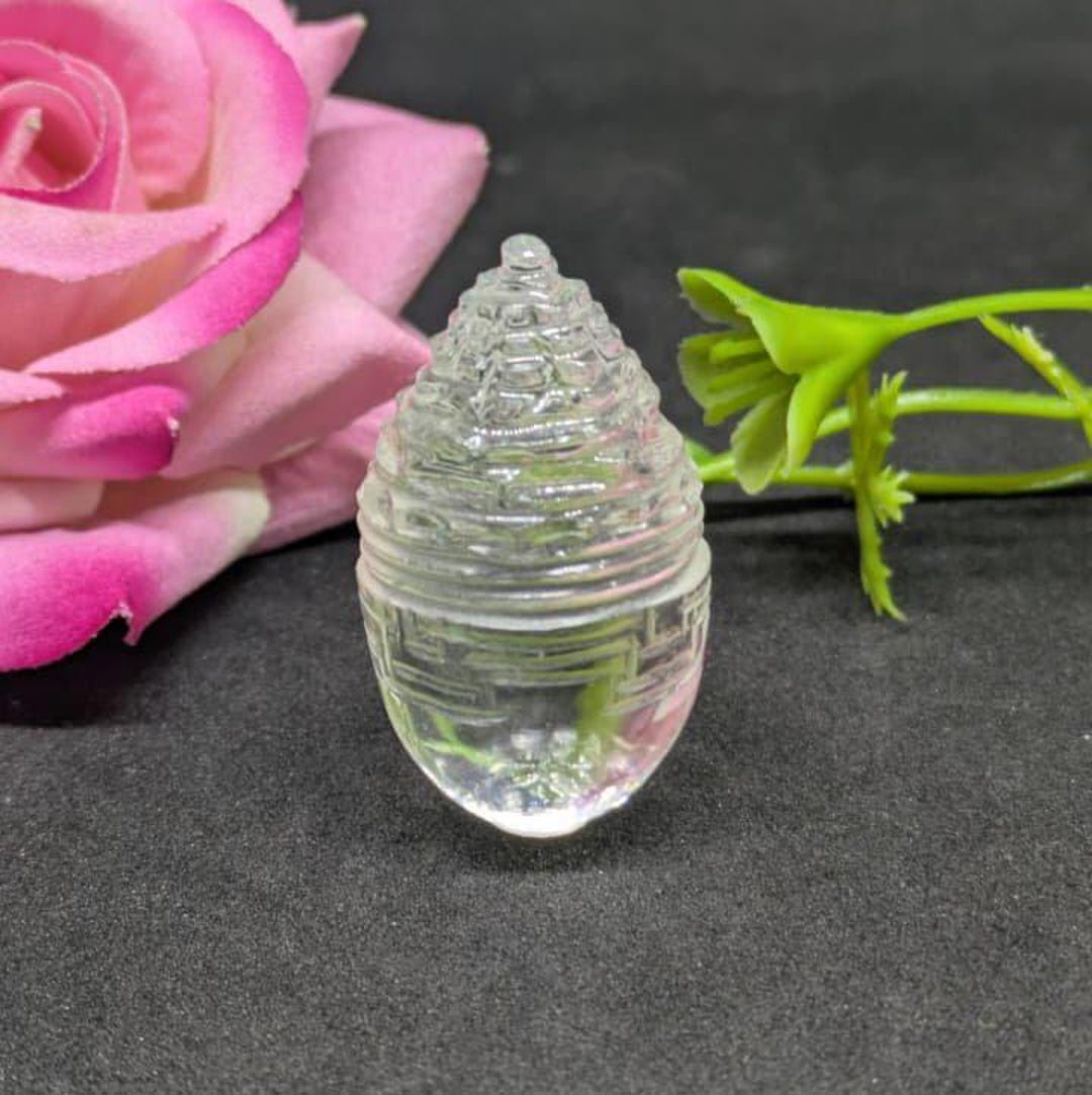 Shiv Object Clear Quartz Shiv Lingam Shree Yantra, Spiritual Meditation Tool for ...