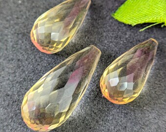 Citrin Tropfen Paar, gelbe Farbe Tropfen Anhänger Set, Tropfenform Citrin Tropfen, Schmuckherstellung, Geschenk für Mutter