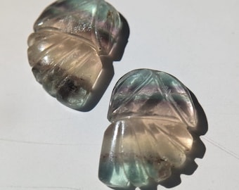 Regenboogfluoriet bloemvormige edelstenen (paar), edelstenen in de groothandel.
