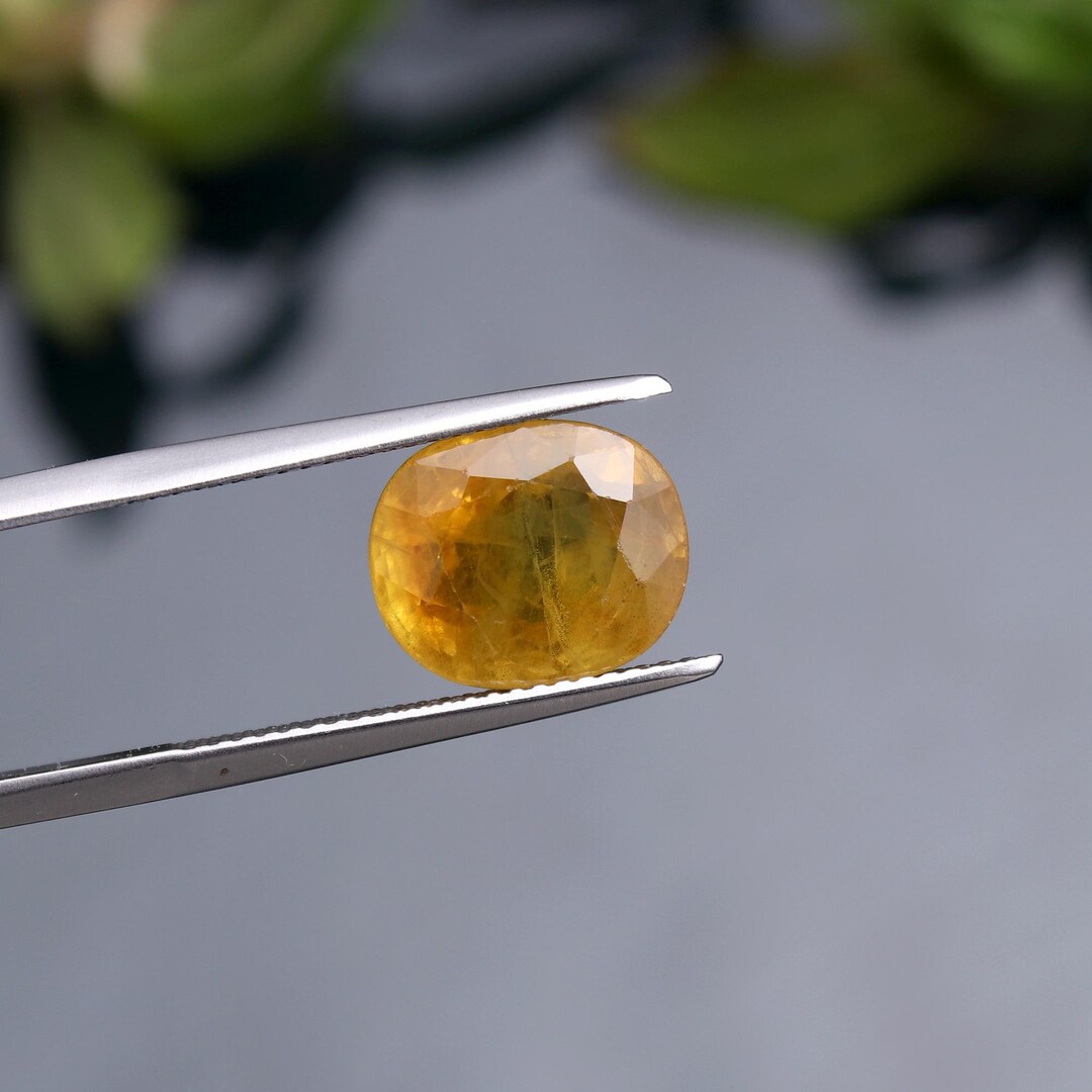 Buy 100% Natural Yellow Sapphire Stone Healing Gemstone, Oval