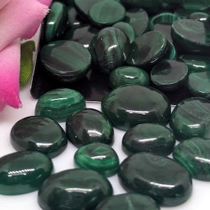 Natural Malachite Cabochon Lot, Malachite Gemstone Lot, Oval-Shaped Malachite Gemstone Jewelry Making