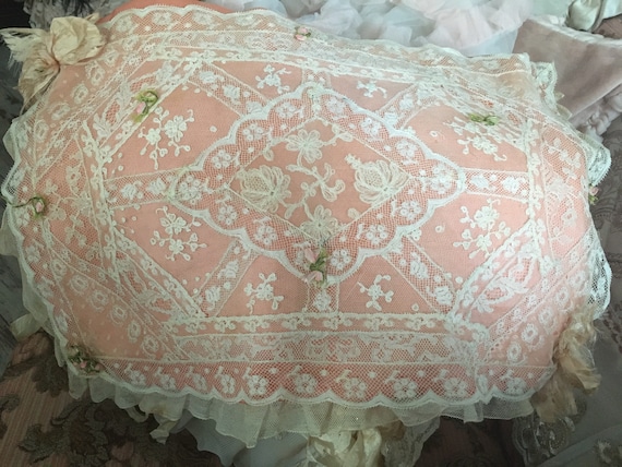 Antique French silk bag lingerie bag