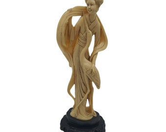 Signed A Santini Sculpture Asian Geisha 12 Stork Oriental MCM Vintage