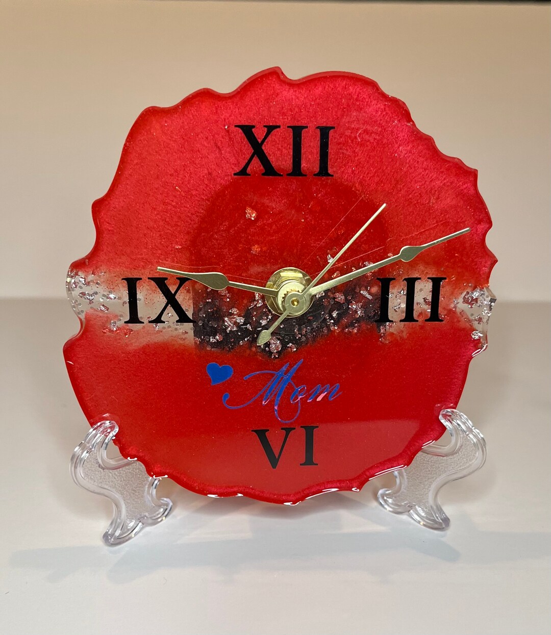 Resin Clock Small Desk Clock Wedding Favors Baptism Favors Etsy
