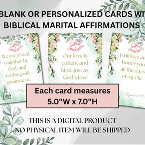Tarjetas de Afirmaciones Bíblicas para Bodas; Afirmaciones de Boda Imprimibles; Descarga Digital; Tarjetas de Afirmaciones Imprimibles; Regalo de Bodas; Bíblico