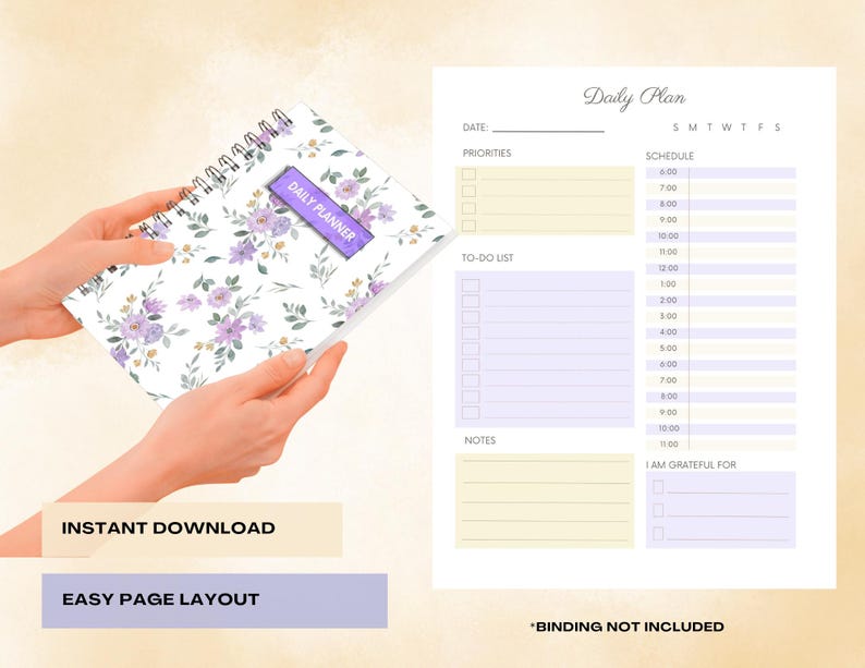 Floral Daily Planner Printable | Hourly Schedule, to Do List, Gratitude ...