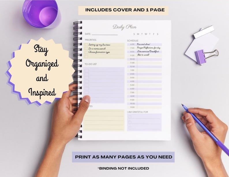 Floral Daily Planner Printable | Hourly Schedule, to Do List, Gratitude ...
