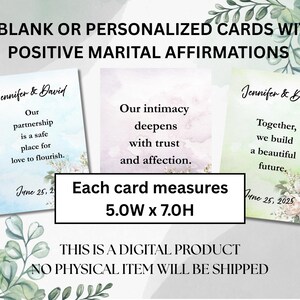 Tarjetas de Afirmaciones Positivas Personalizadas para Bodas; Afirmaciones de Boda Imprimibles; Descarga Digital; Tarjetas de Afirmaciones Imprimibles; Regalo de Bodas