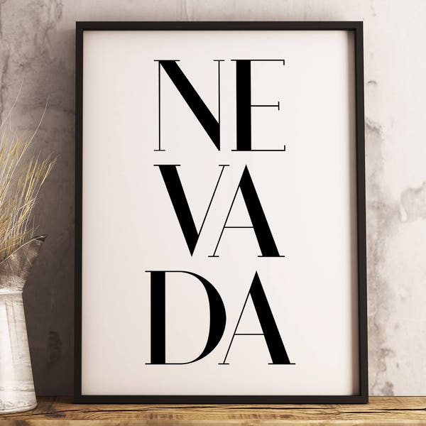 Nevada | USA, Minimalist State Art, USA, Sofort Download druckbare Kunst, Typografie Kunst, moderne Wandkunst, Reisekunst, Posterdruck