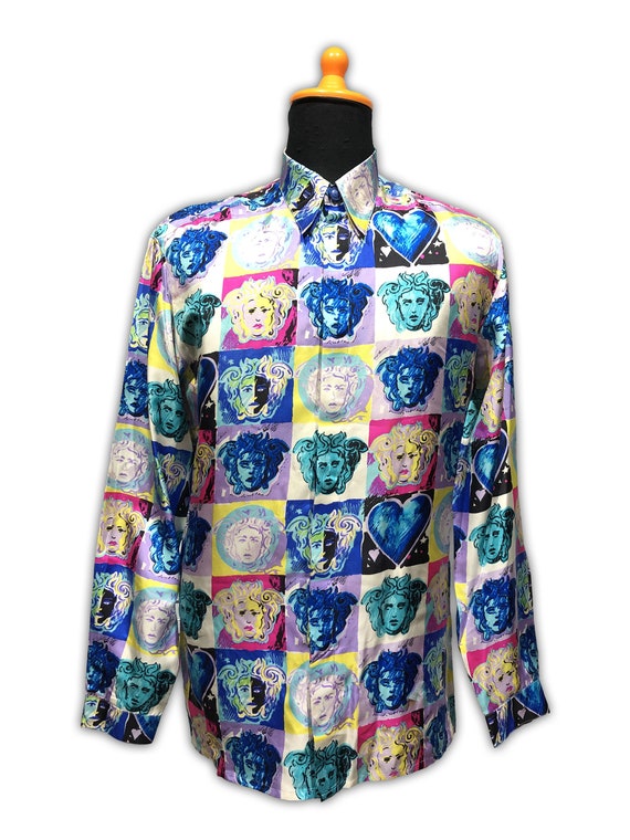 Gianni Versace Silk Shirt Medusa Head 1990s