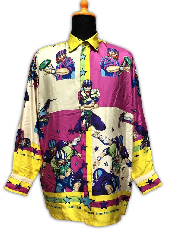 Gianni Versace Sport Silk Shirt Football 1990s