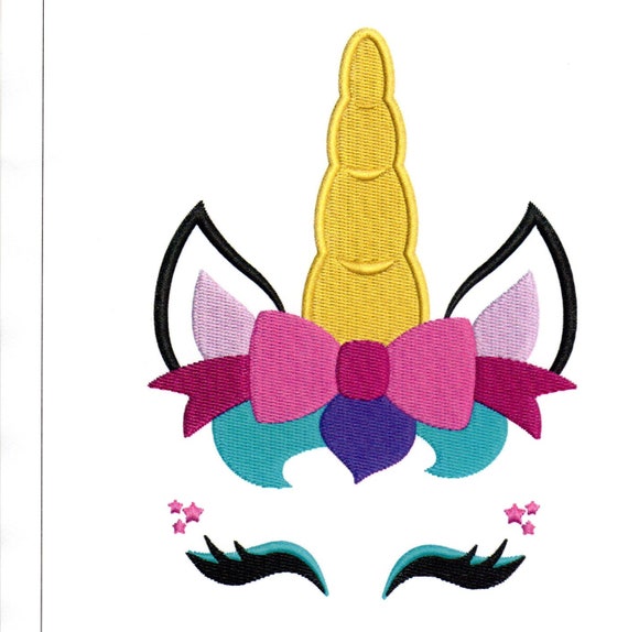 28+ Unicorn Face With Bow Embroidery