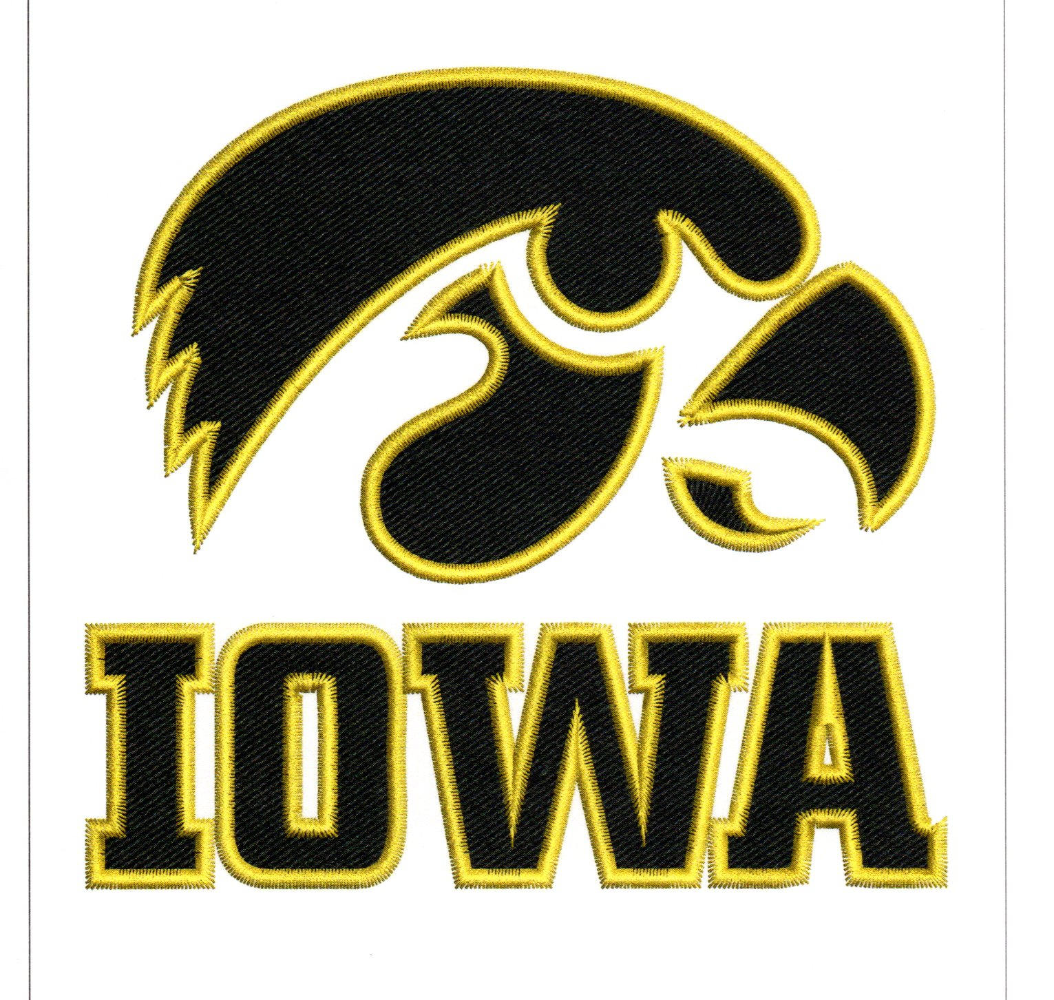 Embroidery Designs University of Iowa Logo in Black and Gold 2 Etsy