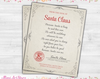 santa cam letter printable etsy note from santa template