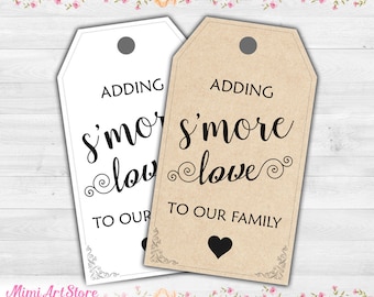 S’more Baby Shower Favor Tags. We Are Adding S'more Love To Our Family Tags. Baby Shower Smores Favor Tags. Rustic Party Favor Gift Tags
