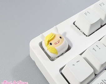 Tecla artesanal de Fionna. Tecla de Fionna la Humana. Tecla de resina de Fionna y Cake. Regalo de Hora de Aventuras para él. Teclas adorables. Regalo nerd para ella.