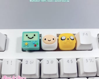 BMO Artisan Keycap. Custom Cherry MX Keycap. Finn Keycap. Jake Resin Keycap. Gifts for him. Gamer Gift. Cute Keycap Gift for her. Nerdy Gift