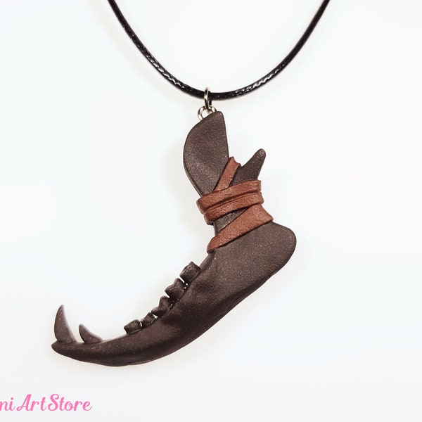 Solas Jawbone Necklace. Solas Wolf Jawbone Necklace Pendant. Dread Wolf Amulet Pendant. Dragon Age Inquisition Cosplay. Solas Cosplay Gift