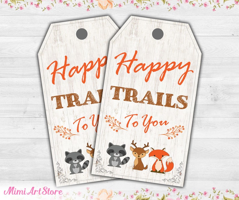 Woodland Trail Mix Favor Tags. Happy Trails Favor Tag. Etsy