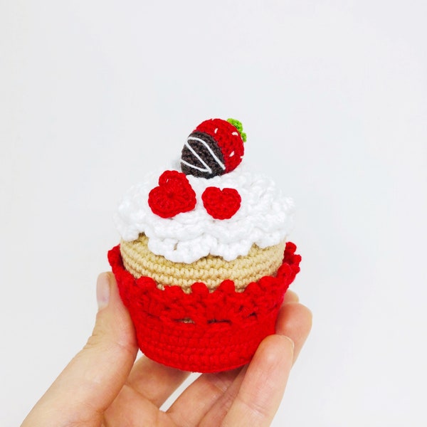 Crochet cupcake pattern, Amigurumi cupcake PATTERN, crochet berry pattern, crochet pincushion pattern, Valentine crochet