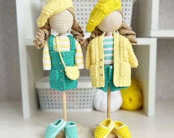 Modello per vestiti per bambole amigurumi, abito per bambola all'uncinetto