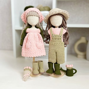 Amigurumi doll clothes pattern, crochet doll outfit, Amigurumi doll clothes, crochet watering can pattern, doll overall crochet pattern